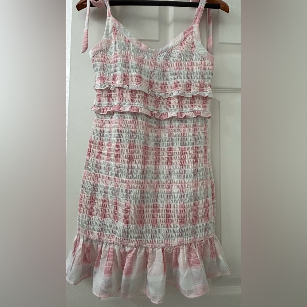 BCBGeneration Pink and White Smocked Dress